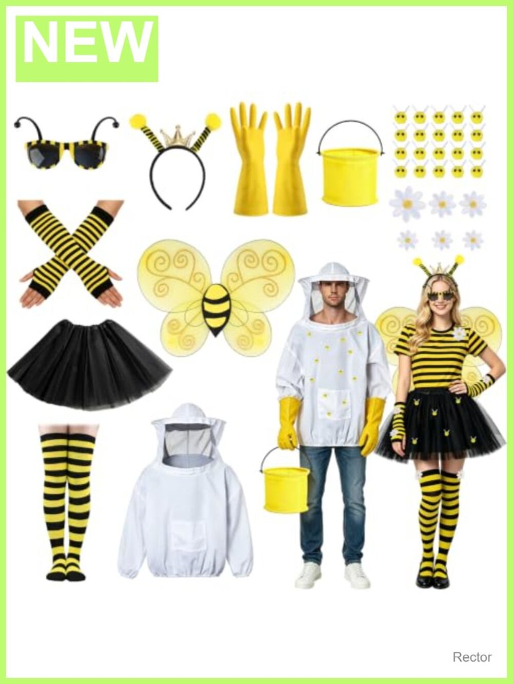 Queen Bee & Beekeeper Couple Costume Set Complete Halloween Cosplay XXL